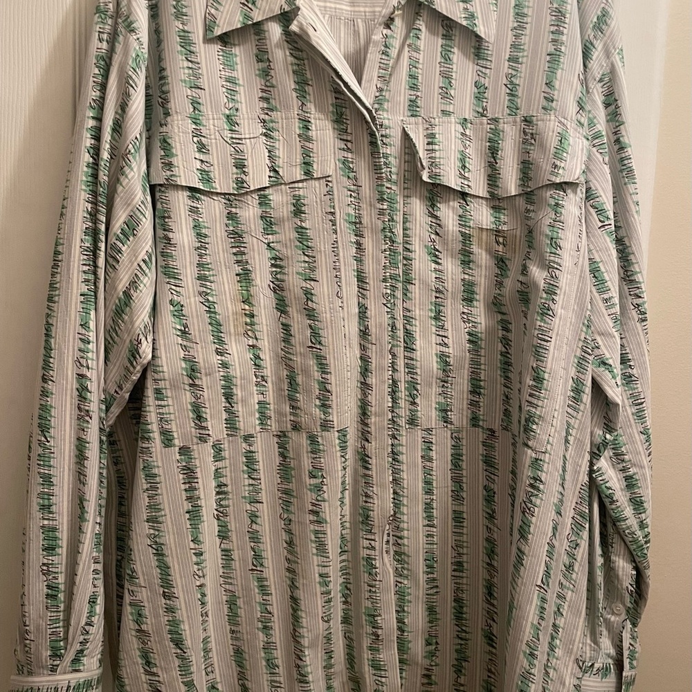 Burberry Green and White Lightweight Shirt Jacket
